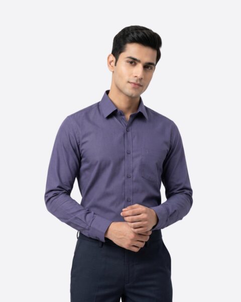 Men's purple colour formal cotton shirt front view